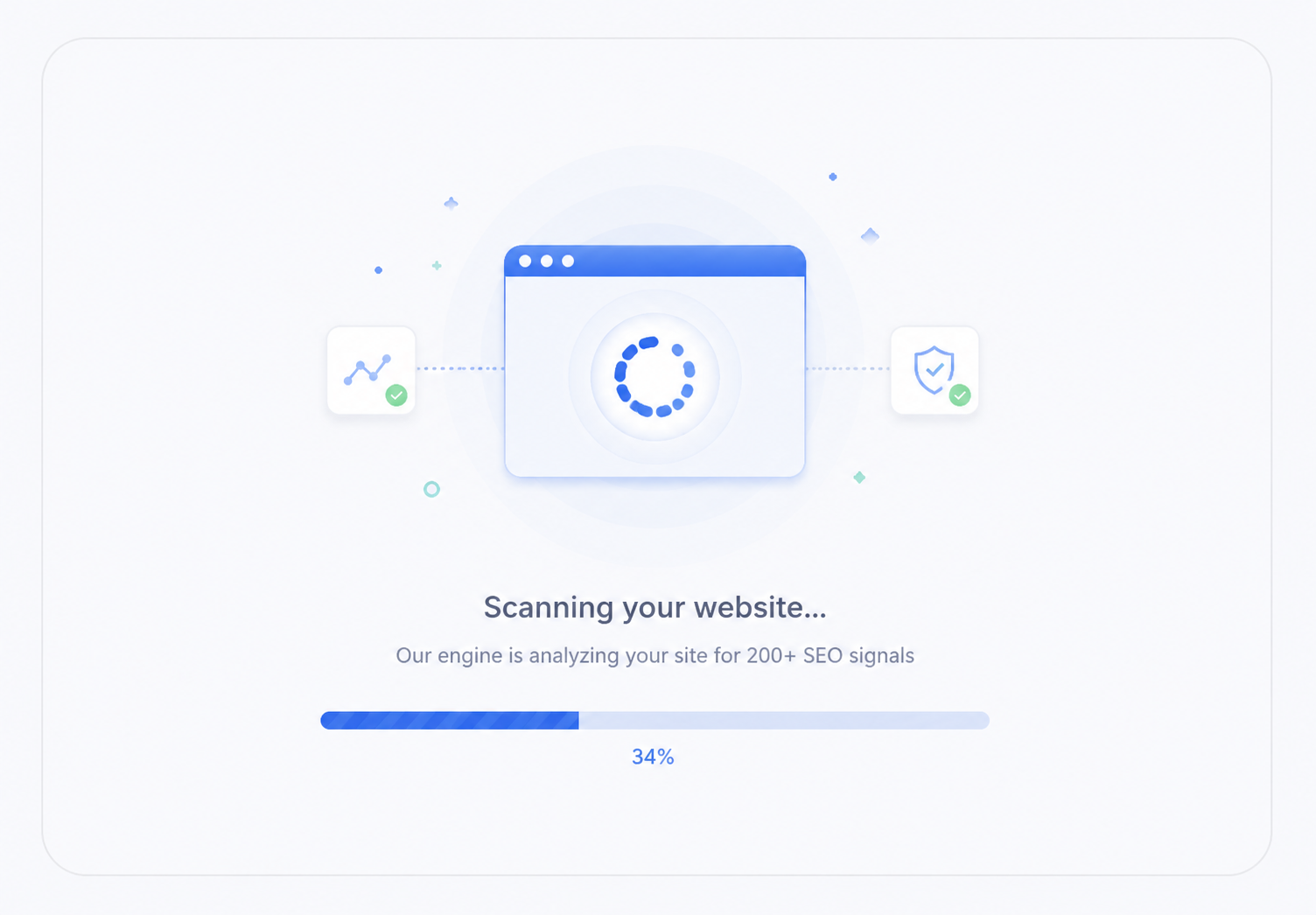 Scan progress screen with animated loader
